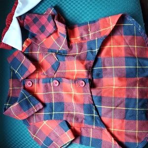 Plaid dog animal shirt w/tie